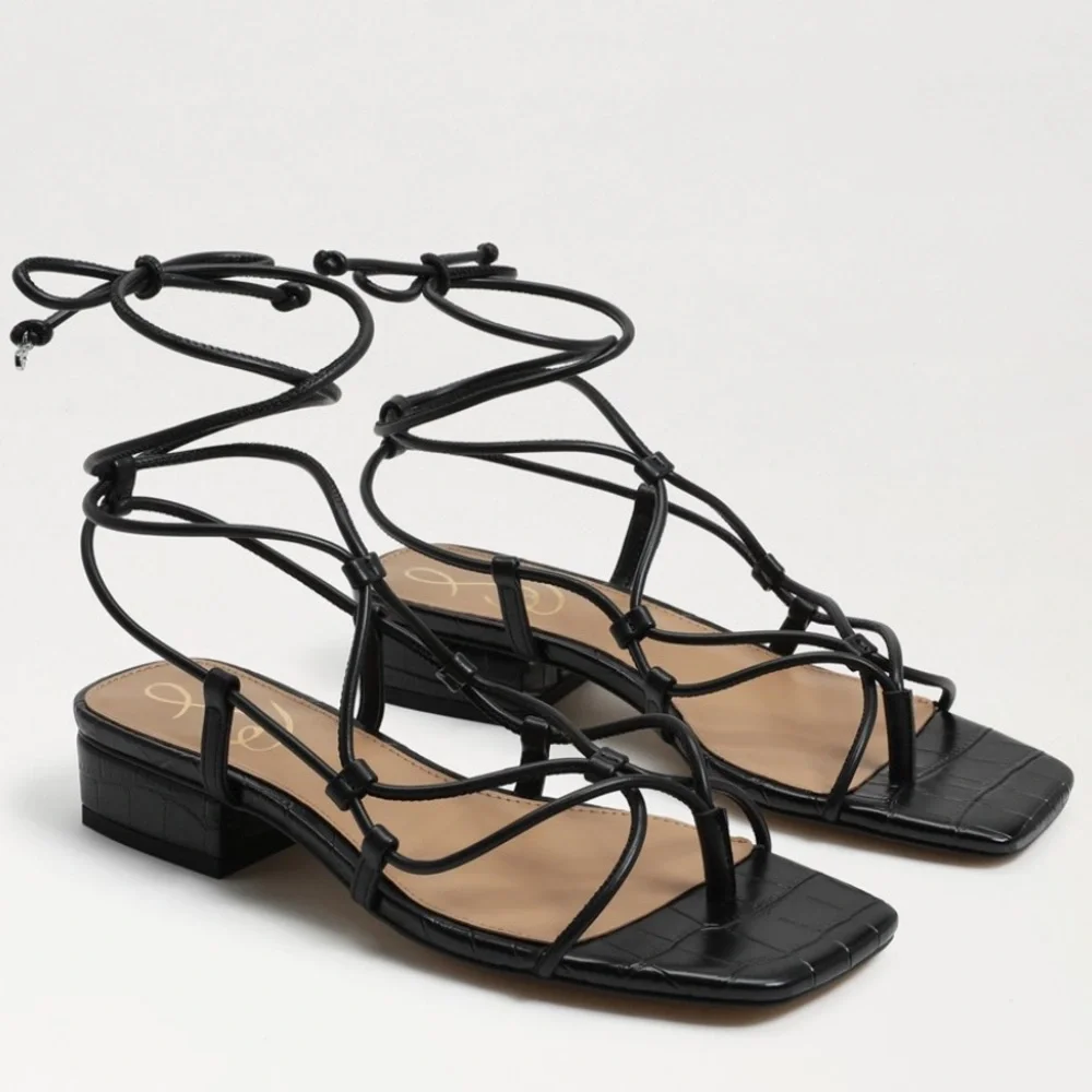 Sam Edelma Black DAFFY SANDAL Elegant Black Strappy Sandals Size 7.5 - Picture 1 of 12